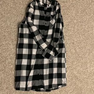 Flannel shirt dress with tie